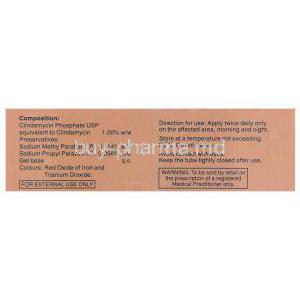 Clincitop, Clindamycin Phosphate Gel (Universal) Box Side