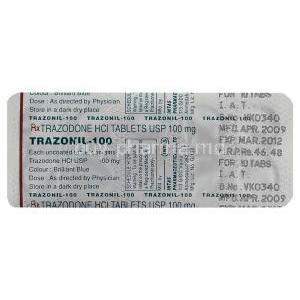 Trazonil , Trazodone 100 mg Packaging info