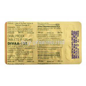 Divaa, Divalproex Sodium 125mg Tablet Strip Information