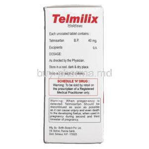 Telmilix, Telmisartan 40mg, Box Description