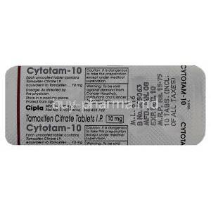 Cytotam, Tamoxifen 10 Mg Tablet (Cipla) Blister Pack