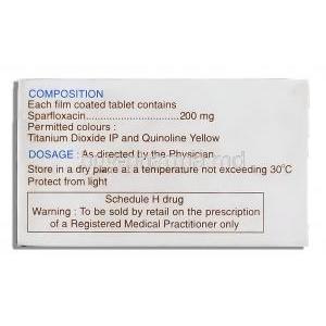 Zospar, Sparfloxacin 200 mg  composition