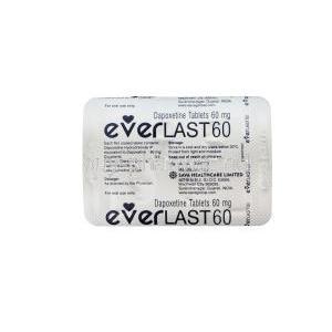 Everlast 60, Generic Priligy, Dapoxetine 60mg Tablet Strip Information