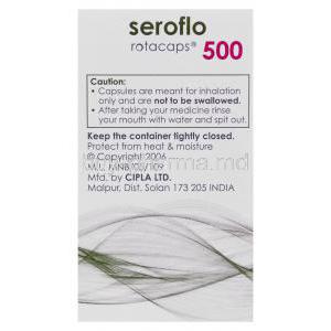 Seroflo, Salmeterol/ Fluticasone Propionate 50 mcg/ 500 mcg Rotacap manufacturer info