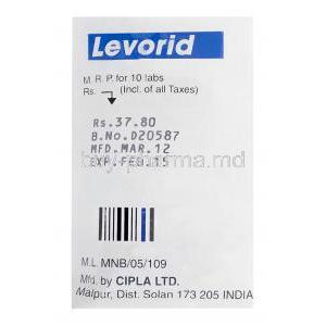 Levorid, Levocetirizine Hydrochloride 5mg Box Cipla Manufacturer
