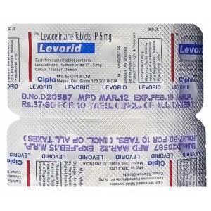 Levorid, Levocetirizine Hydrochloride 5mg Blister Pack Information