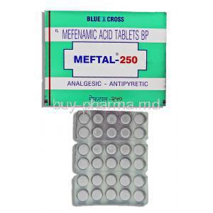 Meftal, Mefenamic acid 250 Mg Tablet (Blue Cross)