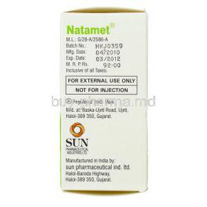 Natamet, Natamycin Eye Drops Manufacturer Information