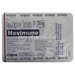 Nevimune, Nevirapine  Tablet Packaging