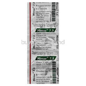 Mirtaz, Mirtazapine 7.5 mg Packaging
