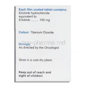 Erlocip, Erlotinib 150 mg  box composition