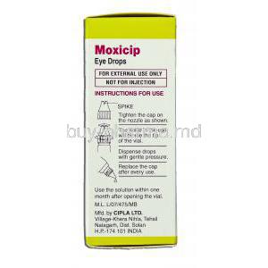 Moxicip, Moxifloxacin 0.5% 5 Ml Ophthalmic Solution (Cipla) Directions