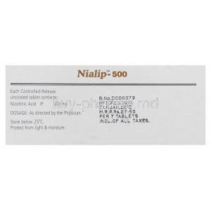 Generic Niaspan, Niacin  Nicotinic Acid 500 mg Tablet Composition