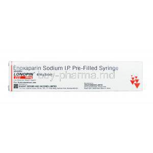 Lonopin, Generic Lovenox, Enoxaparin Sodium 60mg per 0.6ml Prefilled Syringe Box