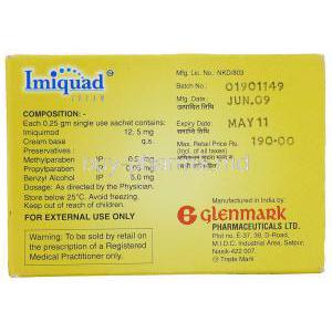 Imiquad, Imiquimod Cream Box Information