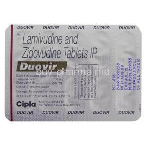 Duovir, Generic Combivir, Lamivudine, Zidovudine Cipla packaging