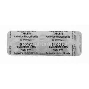 Midamor, Amiloride Accord, 28 tabs 5 mg, Blister information