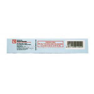 Generic Viagra, Sildenafil Citrate tablets I.P. , Vigore 100, 4 tabs, german Remedies, box side view, marketed by German Remedies, Warning label