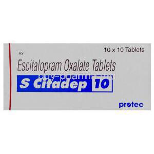 S Citadep, Generic  Lexapro, Escitalopram 10 mg Box