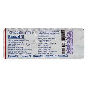 Rozavel, Rosuvastatin 5mg tablets back