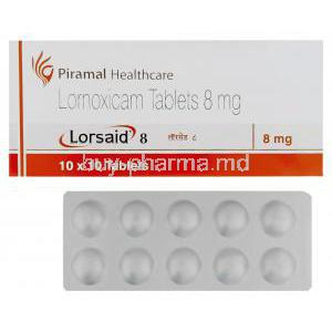 Lorsaid, Lornoxicam 8mg Tablet (Piramal) and box