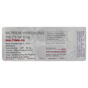 Naltima, Generic Revia, Naltrexone 50 mg (Intas) Blister pack info
