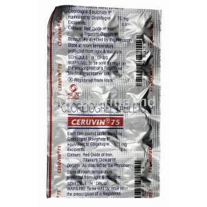 Ceruvin, Clopidogrel 75mg tablets