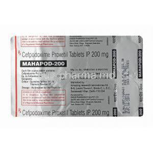 Mahapod, Cefpodoxime tablets back