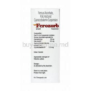 Ferozorb Suspension, Elemental Iron, Folic Acid and Cyanocobalamin dosage