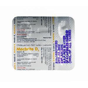 Macbrite D3, Cholecalciferol capsules back