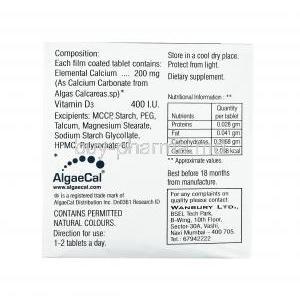 Bonansa D, Elemental Calcium and Vitamin D3 dosage