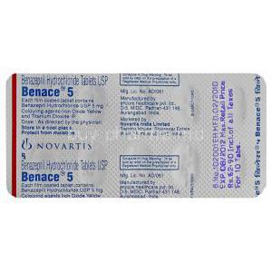 Generic Benace, Benace Benazepril 5 mg blister info