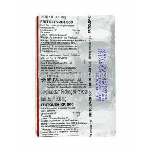 Fritolev, Levetiracetam500mg (XR) tablets back