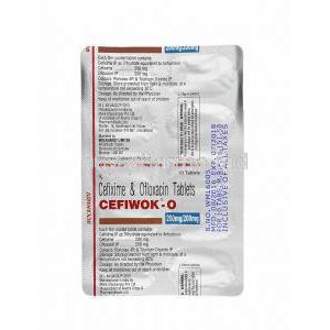 Cefiwok O, Cefixime and Ofloxacin tablets back