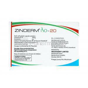 Zinderm ISO, Isotretinoin 20mg manufacturer
