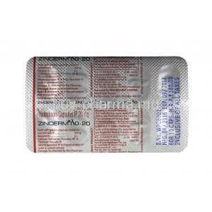 Zinderm ISO, Isotretinoin 20mg capsules back