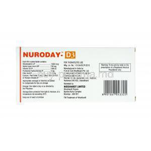 Nuroday D3, Mecobalamin, Alpha Lipoic Acid, Pyridoxine, Vitamin D3 and Folic acid