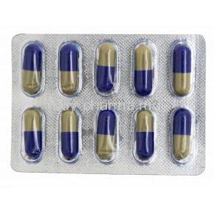 Amoxycillin/ Cloxacillin & Lactic Acid Bacillus Capsules, 250 mg, 10 capsules, blister pack front presentation