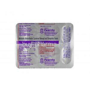 Metffil G, Glimepiride and Metformin 1mg tablets back