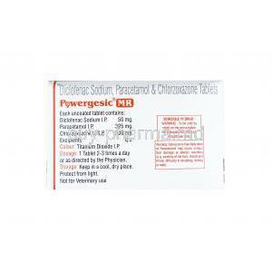 Powergesic MR, Chlorzoxazone, Diclofenac and Paracetamol dosage