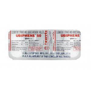 Ubiphene, Clomifene and Coenzyme Q10 50mg-50mg tablets back