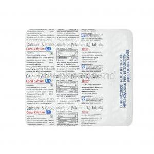 Coral Calcium D3, Calcium and Vitamin D3 tablets back