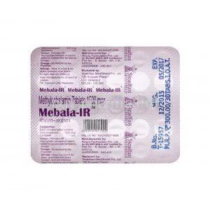 Mebala IR, Methylcobalamin tablets back