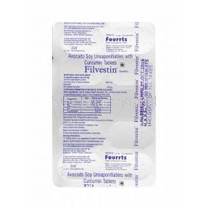 Filvestin, Avocado Soy Unsaponifiables/ Bioavailable Curcumin tablets back