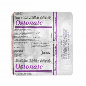 Ostonate, Calcium and Vitamin D3 tablets back