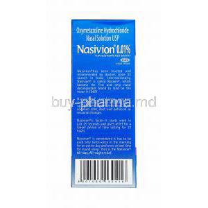Nasivion Nasal Solution, Oxymetazoline Hydrochloride 0.01% use
