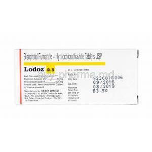 Lodoz, Bisoprolol and Hydrochlorothiazide 2.5mg manufacturr