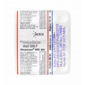 Depicor, Nifedipine 20mg tablets back