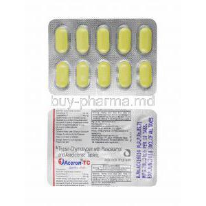 Aceron TC, Aceclofenac, Paracetamol and Trypsin Chymotrypsin tablets