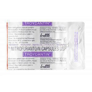 Troydantin, Nitrofurantoin capsules back